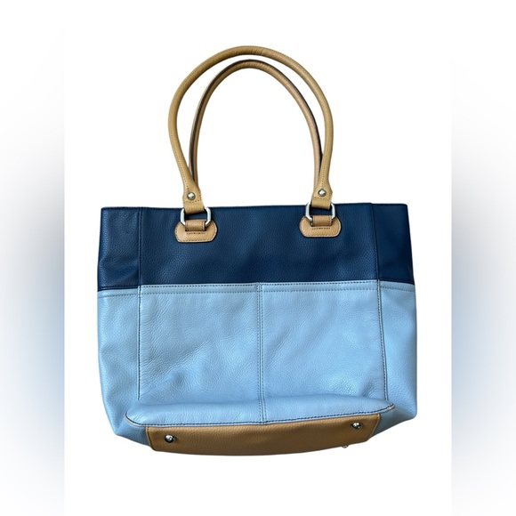 Tignanello Two Tone blue pebbled leather medium shoulder bag - Picture 2 of 12